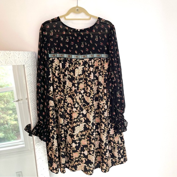 Entro Black Floral Boho Paisley Fall Core Dress - Picture 6 of 15
